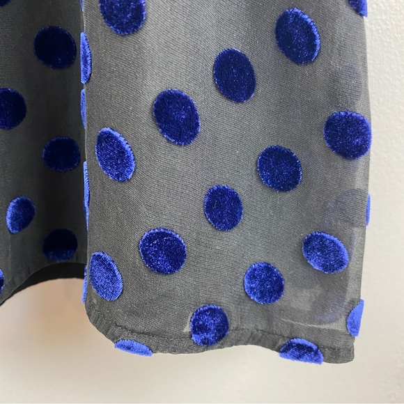 J. Crew Black Blue Polka Dot Sleeveless Silk Blend Dress Size 10 - Picture 10 of 13